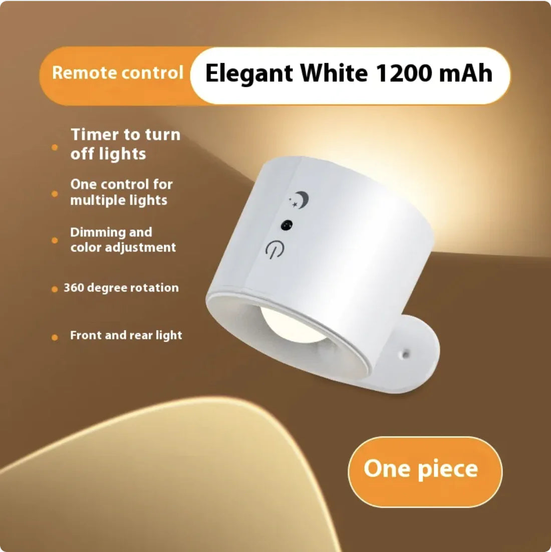 Nordidc 360º Rotating Rechargeable Dimming Lamp with Control Remote and Multiple Light Options