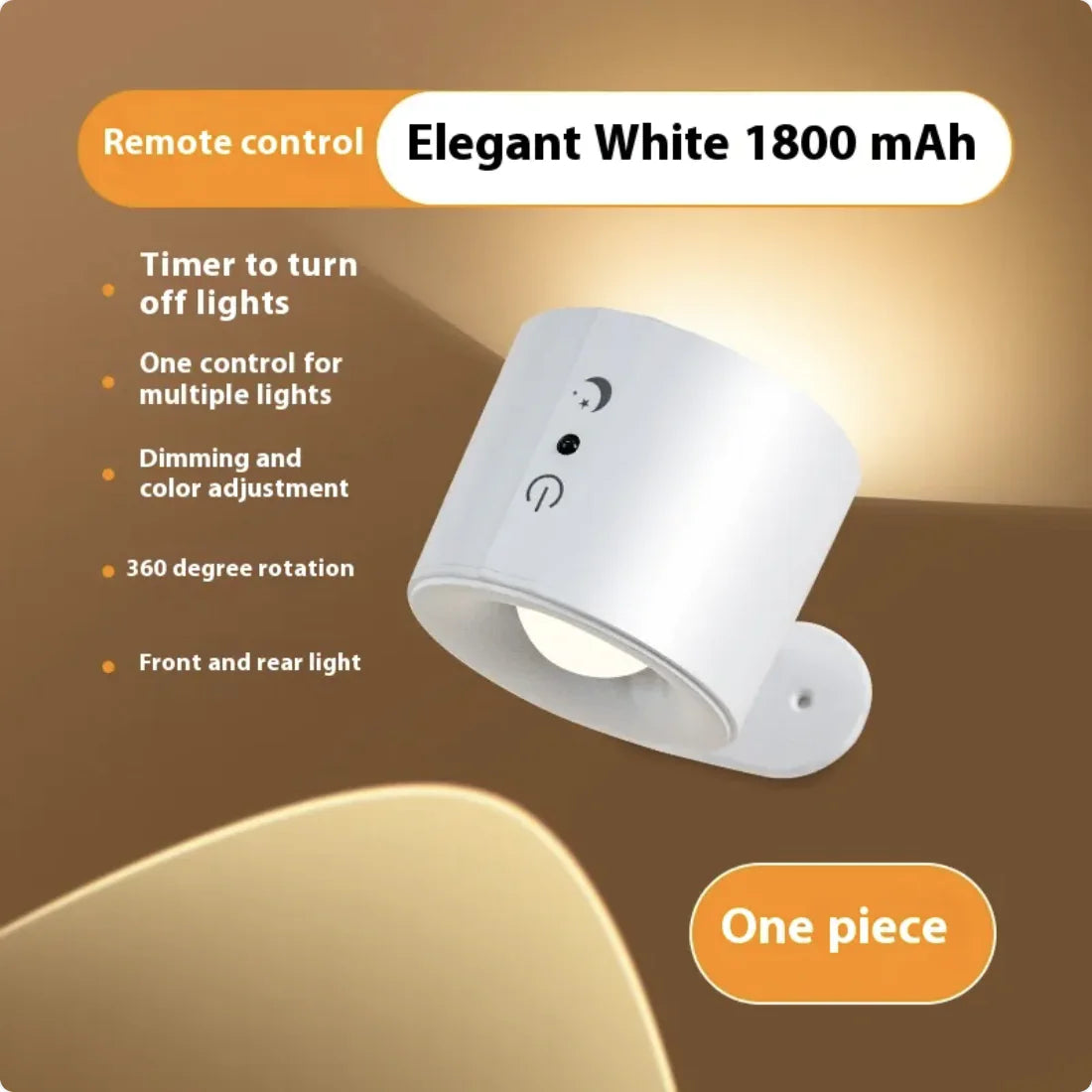 Nordidc 360º Rotating Rechargeable Dimming Lamp with Control Remote and Multiple Light Options