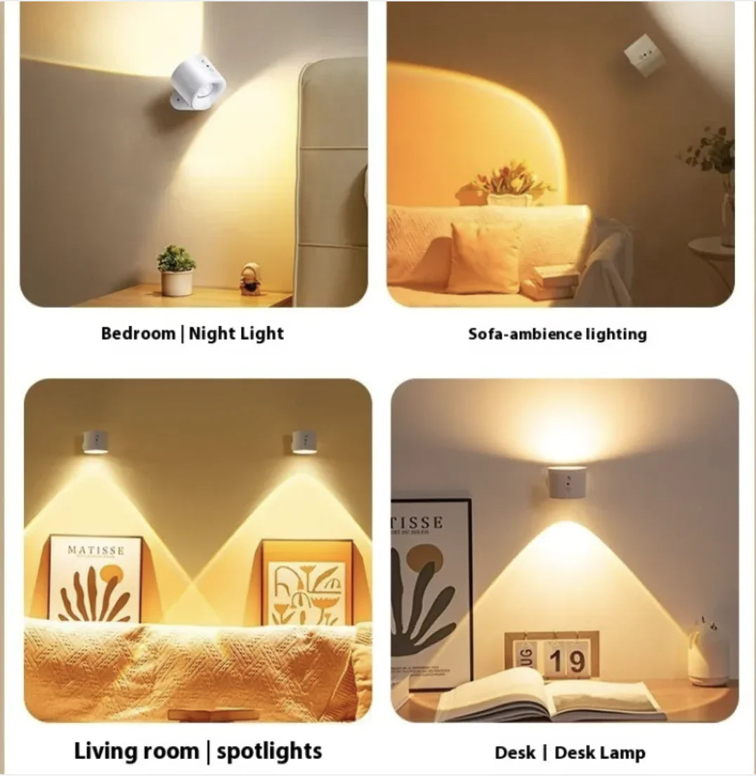 Nordidc 360º Rotating Rechargeable Dimming Lamp with Control Remote and Multiple Light Options