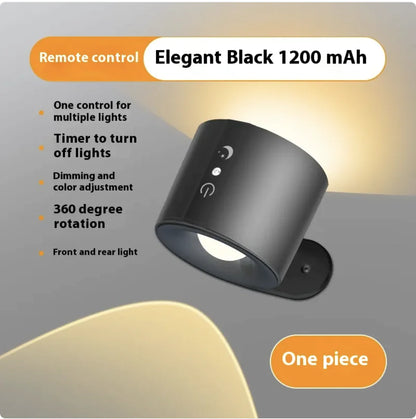 Nordidc 360º Rotating Rechargeable Dimming Lamp with Control Remote and Multiple Light Options