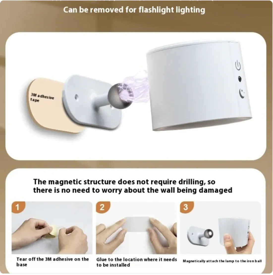 Nordidc 360º Rotating Rechargeable Dimming Lamp with Control Remote and Multiple Light Options