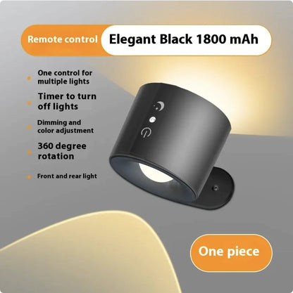 Nordidc 360º Rotating Rechargeable Dimming Lamp with Control Remote and Multiple Light Options