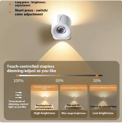Nordidc 360º Rotating Rechargeable Dimming Lamp with Control Remote and Multiple Light Options