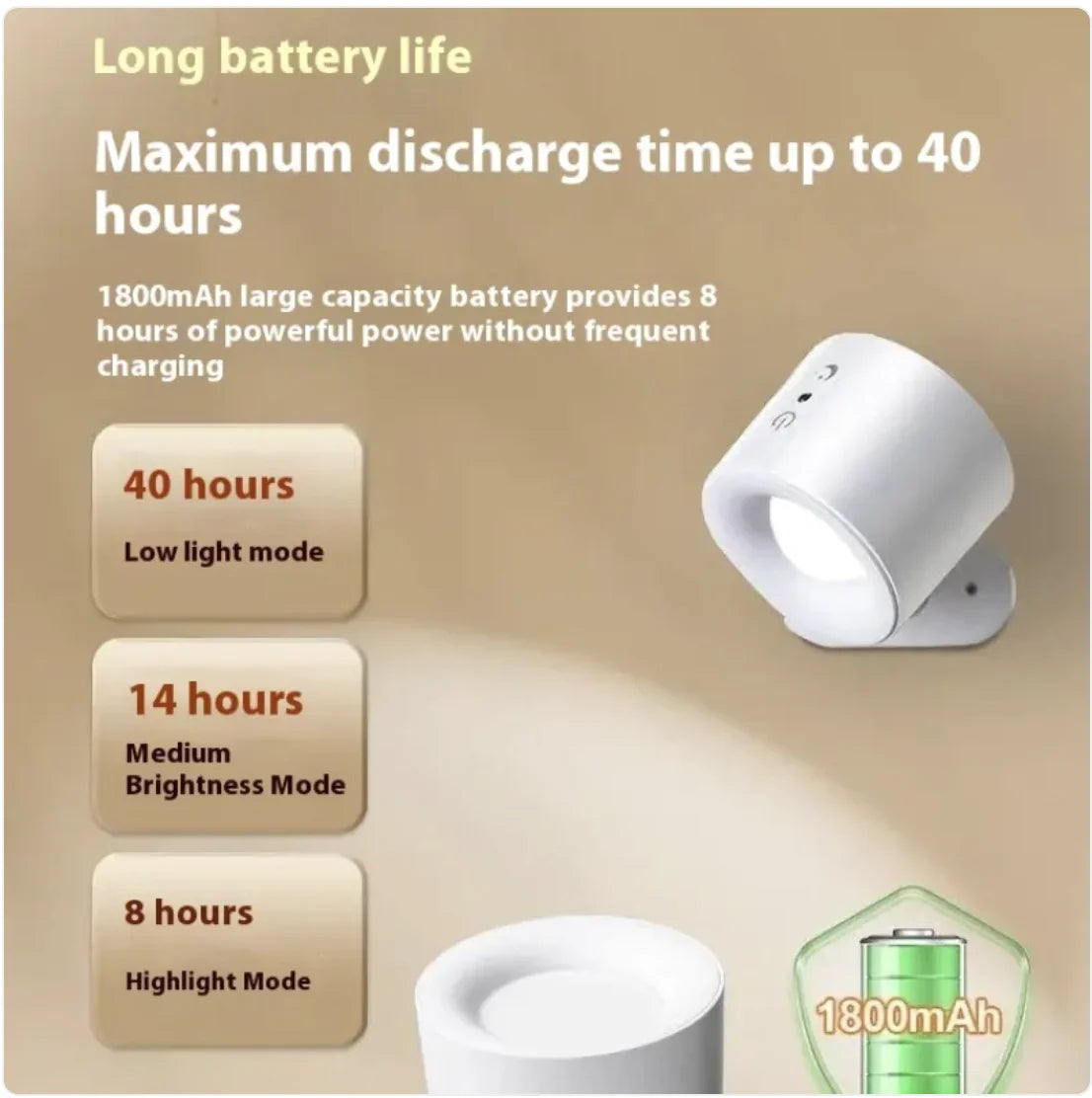 Nordidc 360º Rotating Rechargeable Dimming Lamp with Control Remote and Multiple Light Options